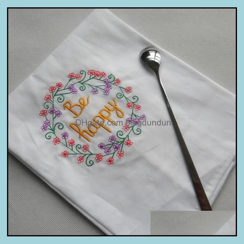 embroidered napkins letter cotton tea towels absorbent table napkins kitchen use handkerchief boutique wedding cloth 5 designs sn3213