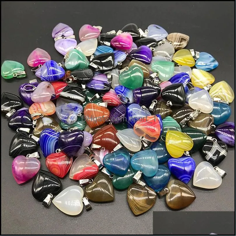 purple red stripe agate heart charms pendants for diy earrings necklace jewelry making