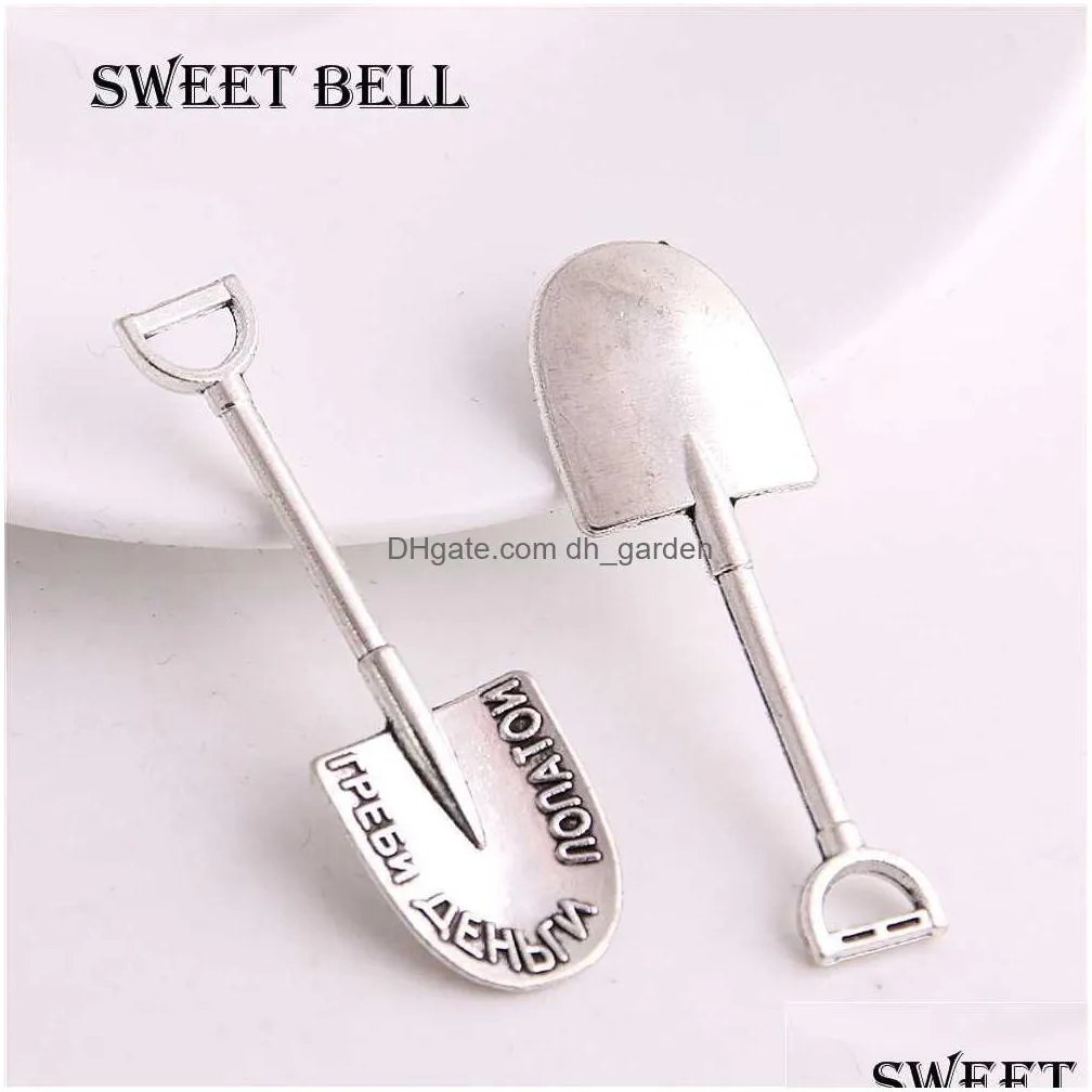 30pcs vintage charms shovel pendant three color fit bracelets necklace diy metal jewelry making