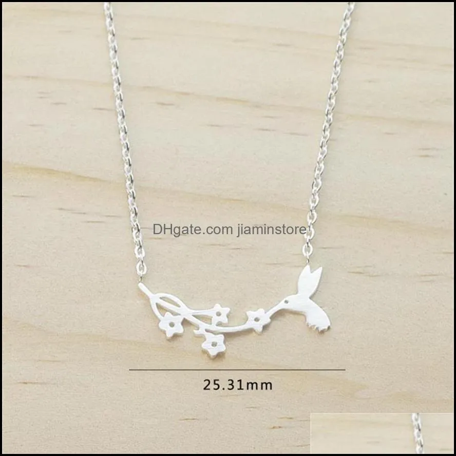 gold color hummingbird necklace for women jewelry stainless steel chain choker bird pendant bridesmaid collares necklaces240g1888