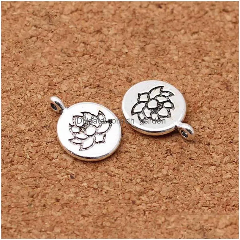 10pcs/lot tibetan silver round tag lotus/life tree/buddha charms 15mm handmade metal pendants diy jewelry making accessories