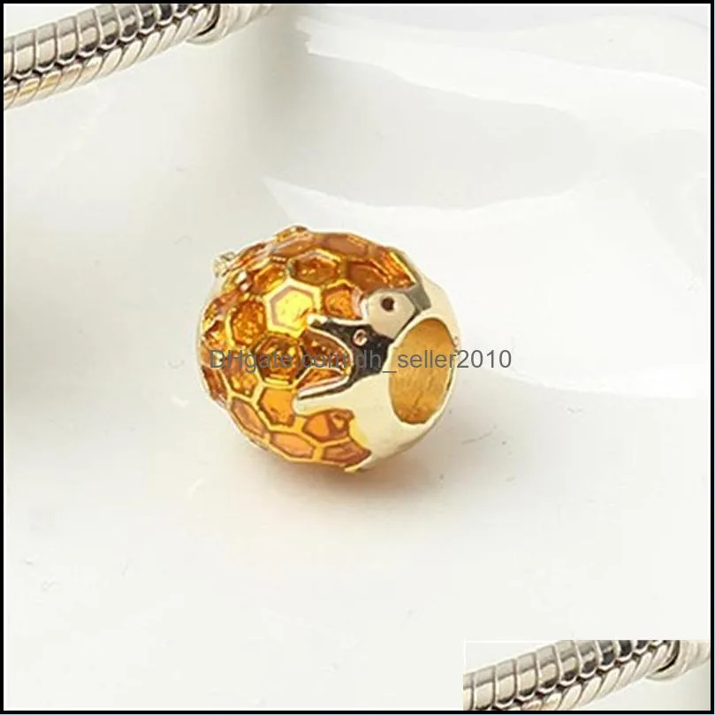 fit charm bracelet honeycomb bee enamel charms bead dangle diy jewelry european snake chain necklace bangle 475 h1