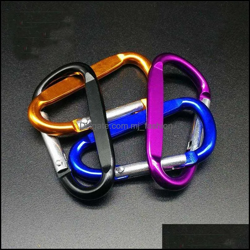 aluminum carabiner key rings d shape locking buckle outdoor camping keychain clip hook hiking heavy duty keyfobs dhs p75fa