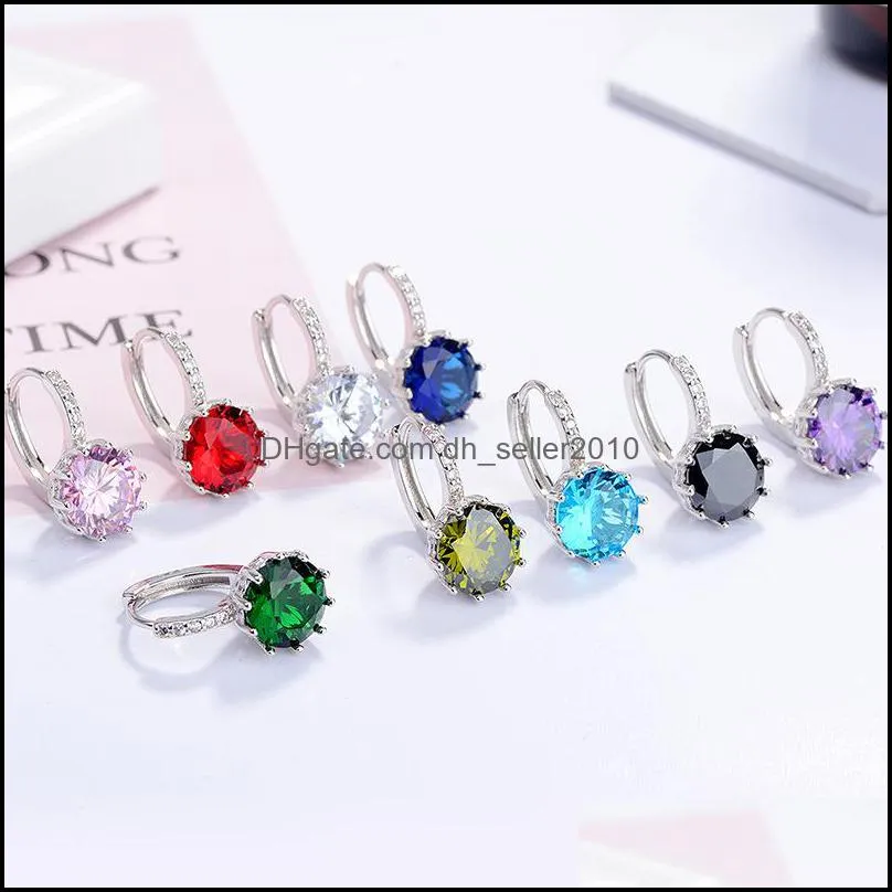 dangle chandelier fashion round 2.0ct lab diamond zirconia drop earrings for women wholesale jewelry 1816 t2