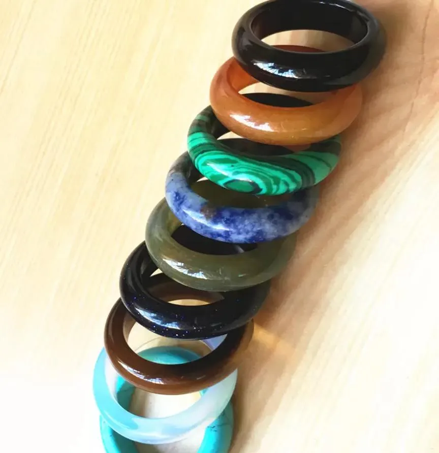 random mixed 6mm natural stone ring opal turquoises black onyx tiger eye sodalite malachite jewelry gift finger rings for women men