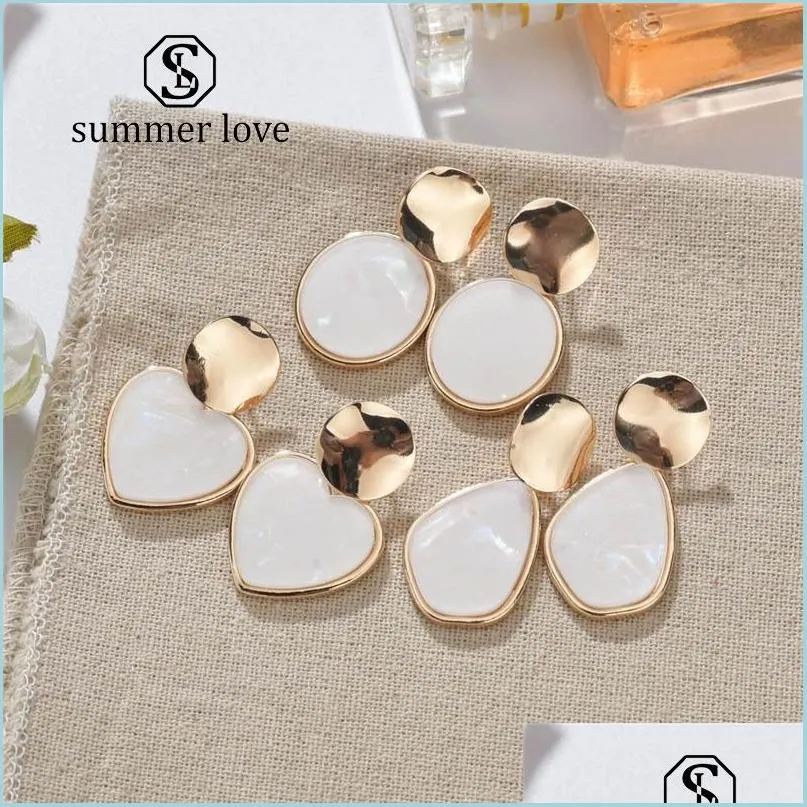 2019 gold korean sequins acrylic earrings for women lover fashion drop round heart dangle earring wedding geometric jewelry