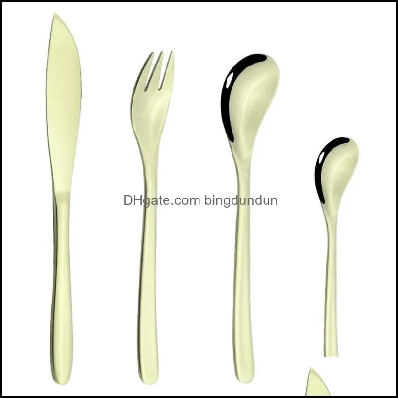 flatware sets 2/4/6 set silver dinnerware 18/10 stainless steel western knife fork tea spoon cutlery tableware silverware setflatware
