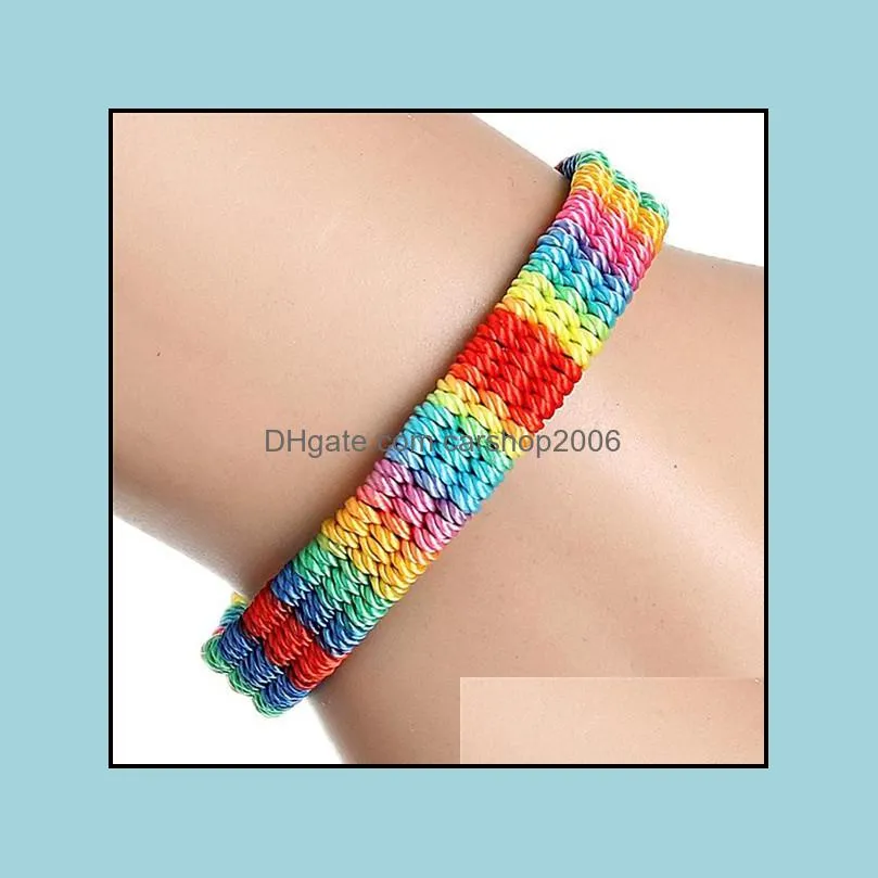 wholesale handmade ethnic style wristband retro rainbow rope woven bracelets for women unique friendship bracelets gift