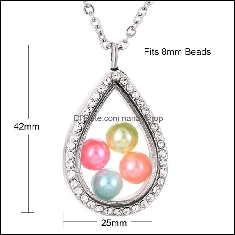 fashion big pearl cage locket pendant necklace for women elephant cross owl tree living memory beads glass magnetic floating charm
