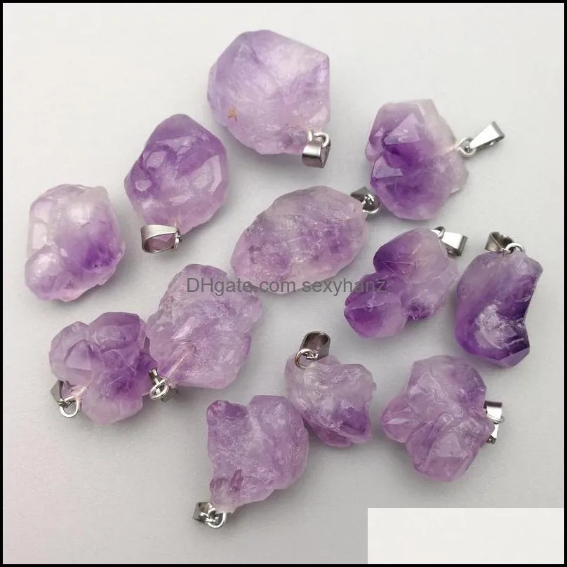 natural stone stripe irregular amethysts charms pendants for necklace earrings jewelry making