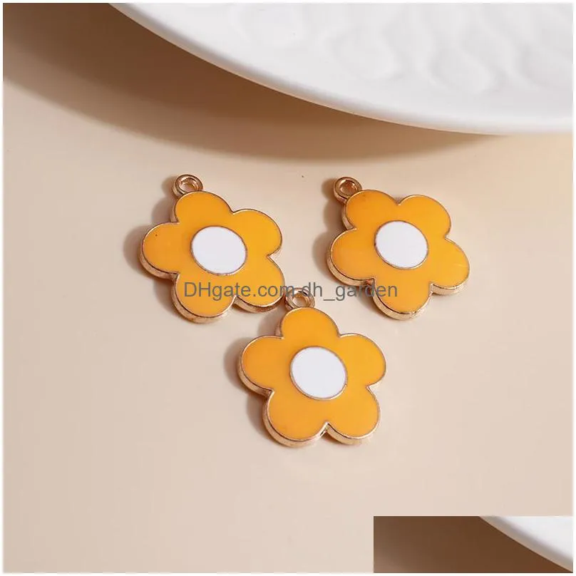 10pcs/lot 18x20mm enamel colorful flower diy for necklaces pendants earrings cute petal charms jewelry making accessories