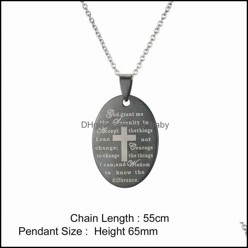 30pcs serenity prayer jesus cross stainless steel pendants necklace christian god grant me jewelry