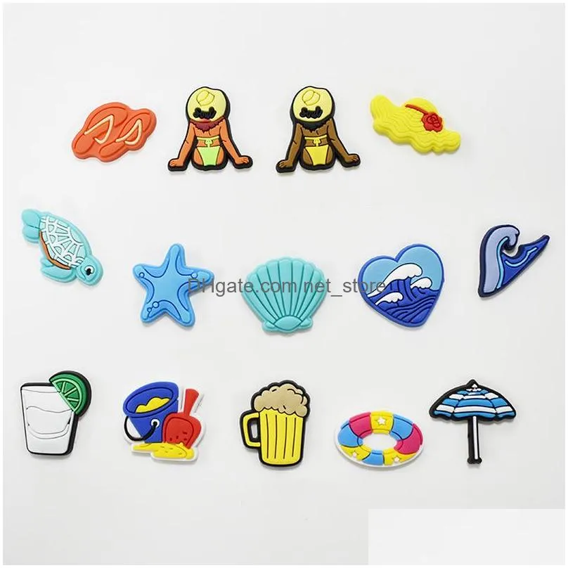 beach vacation croc charms pvc shoe decoration accessories clog wirstband bracelet charm button wholesale