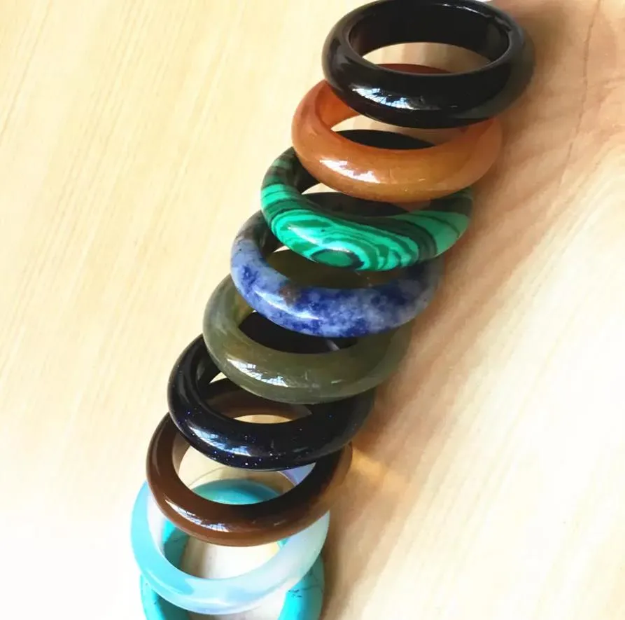 random mixed 6mm natural stone ring opal turquoises black onyx tiger eye sodalite malachite jewelry gift finger rings for women men