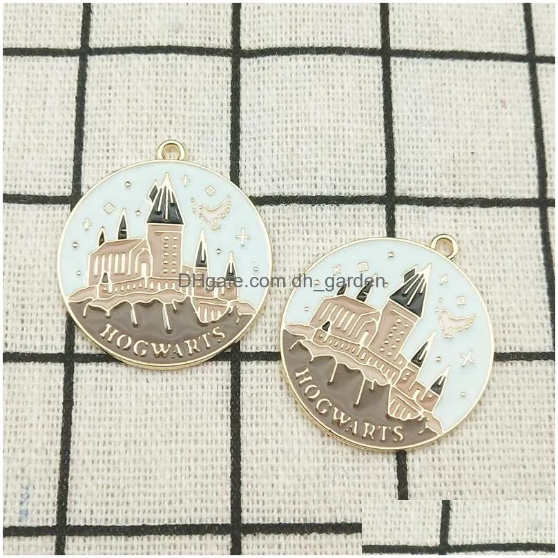 10pcs enamel castle charm day and night jewelry accessories earring pendant bracelet necklace charms zinc alloy 25x27mm