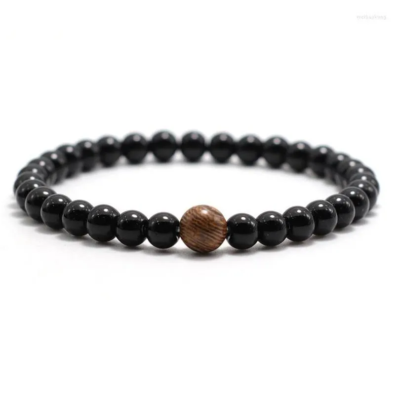 strand minimalist obsidian beaded bracelet for men 8mm natural round wood buddha braclet yoga meditation jewelry armband pulsera