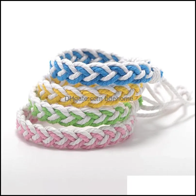 casual handmade vintage cotton rope charm bracelet for women men adjustable string bracelet jewelry gift