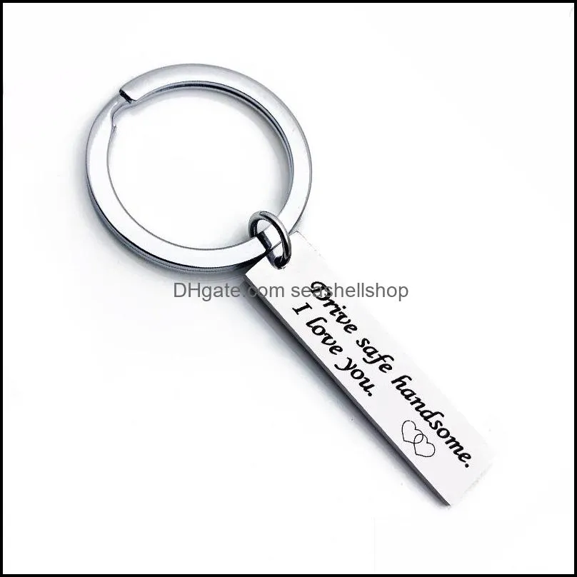 2019 personalized keychain drive safe i need you here with me engraved keychain aluminum fashion jewelry boyfriend father day gift