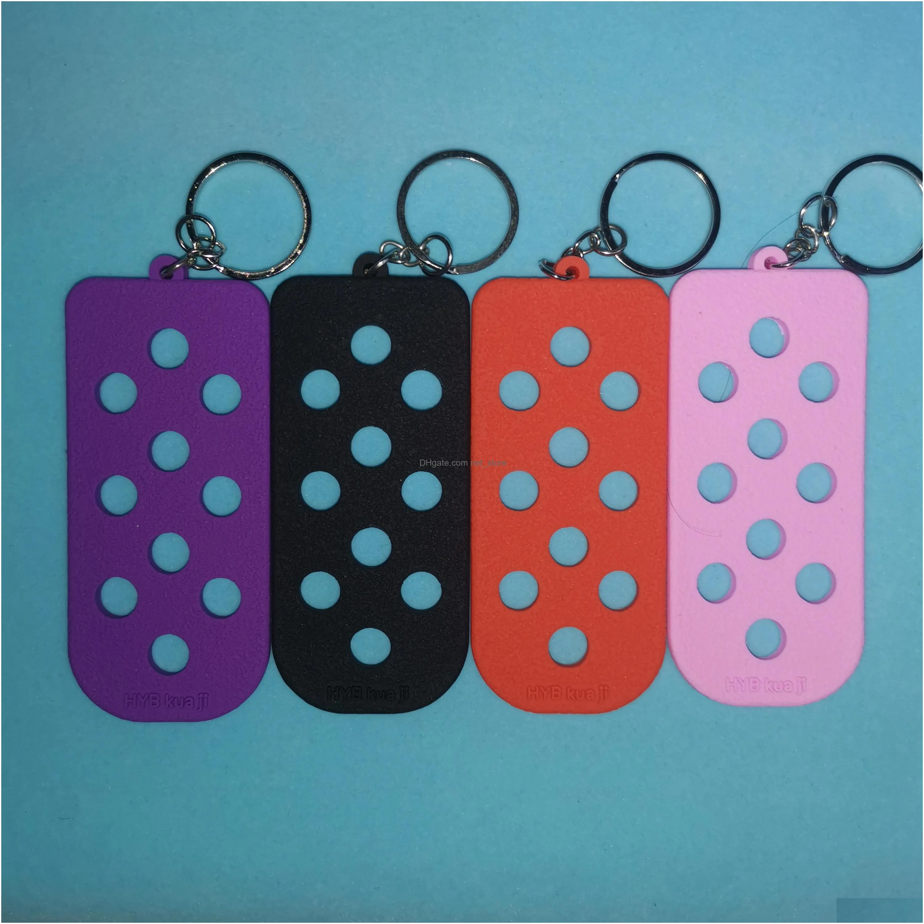 croc keychain holder candy color silicone keychain plate for charms women child gift can match shoe flower