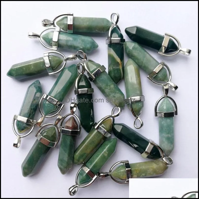 natural stone crystal pillar charms opal rose quartz chakra pendants for jewelry making diy necklace earrings