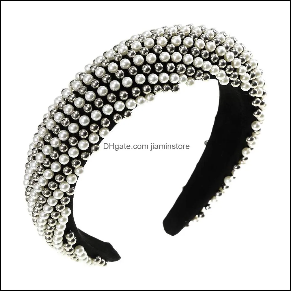 imitation pearl hair hoop vintage hair bands for women luxury simple tiaras performance party decoration headwear