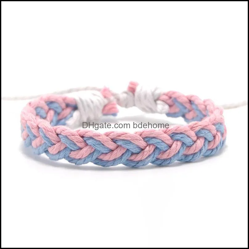 bohemian retro handmade braided bracelet multicolor string cord woven friendship couple bracelets women men b23a