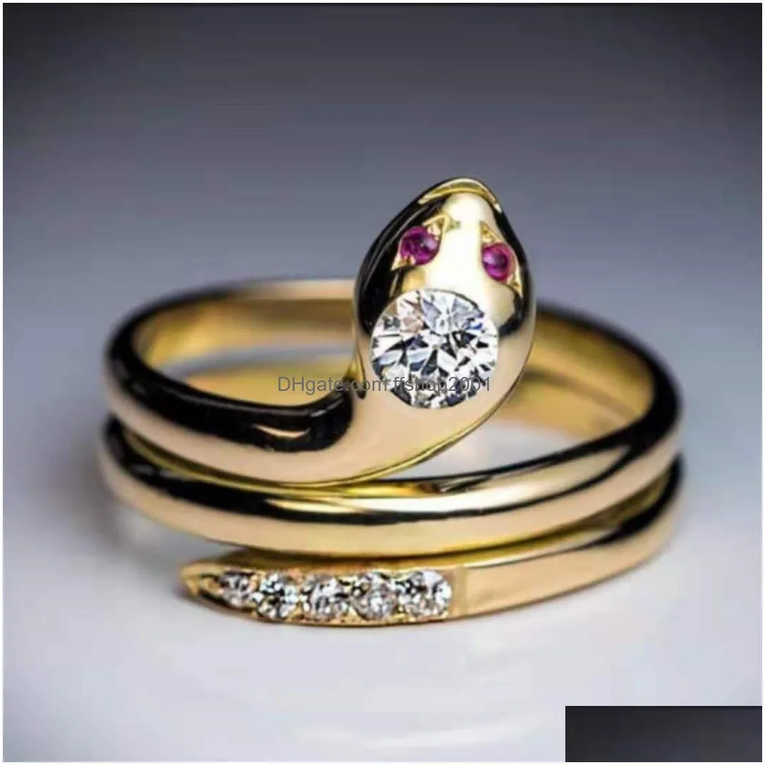 fashion jewelry vintage snake ring inlaid zircon opening ajustable men women snake rings