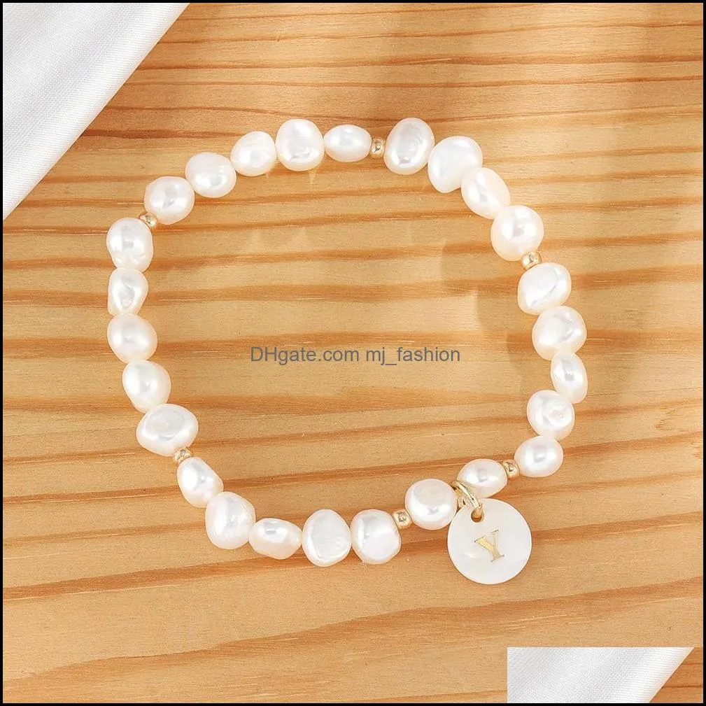  dhs fashion letter bracelet adjustable simple handmade pearl chain bangle 26 english word bracelets q344fz