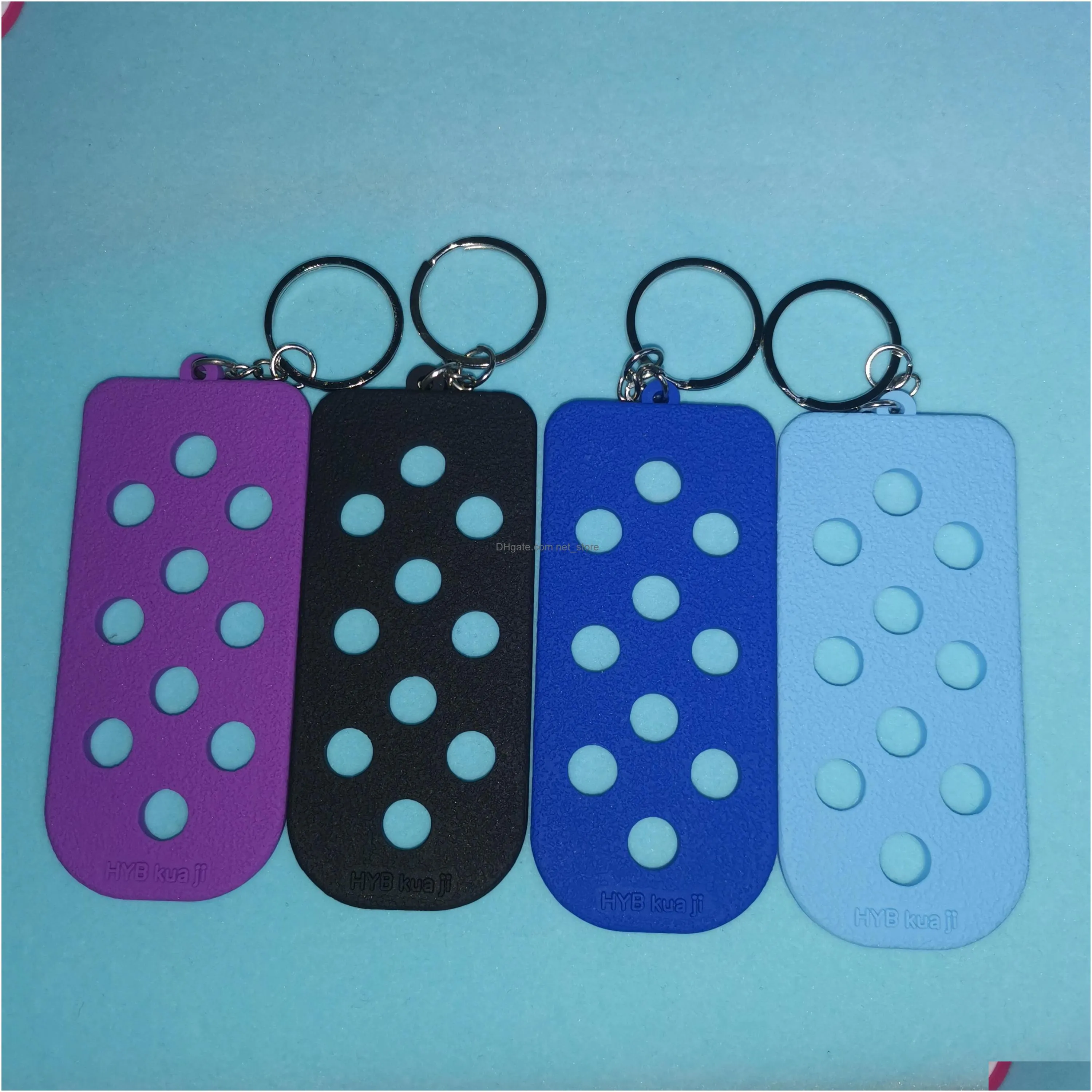 croc keychain holder candy color silicone keychain plate for charms women child gift can match shoe flower