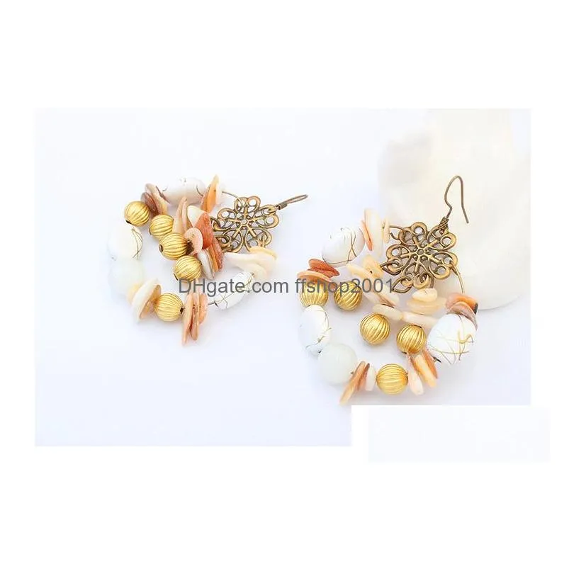 fashion jewelry womens colorful beads dangle earrings hollow out flower beads earrings