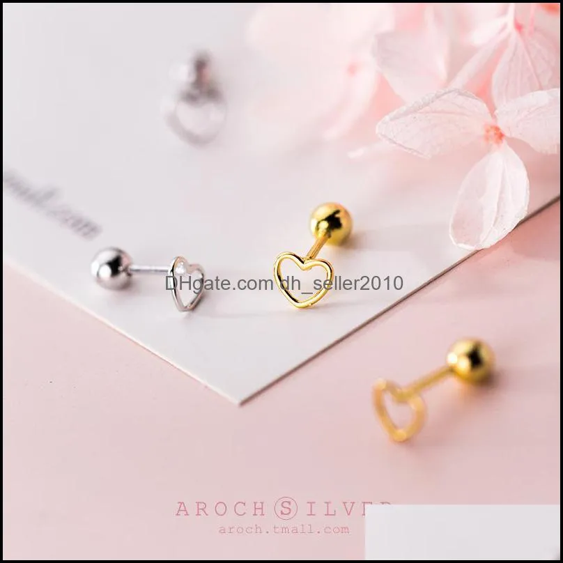 stud 925 sterling silver earrings for women wedding engagement party heart girl hollow minimalism aretes 3503 q2