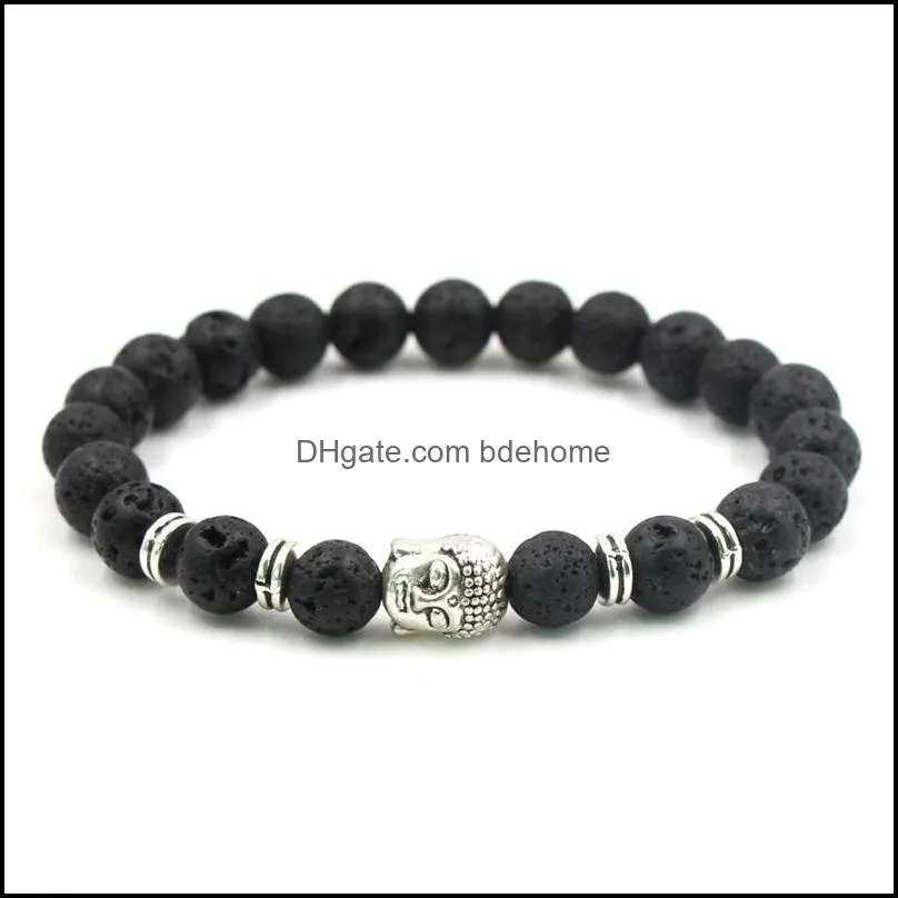 hand jewelry buddha charm bracelet 8mm natural stone bangle fashion stretch beads bracelets for women men q56fz