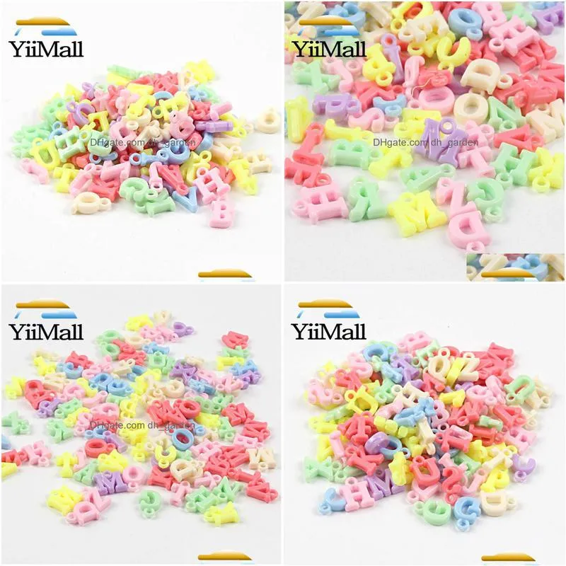 100pcs mixed acrylic letter charms pendants for handmade children bracelet necklace charm diy jewelry accessories 14mm