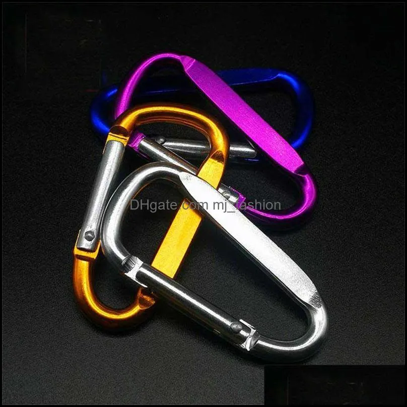 aluminum carabiner key rings d shape locking buckle outdoor camping keychain clip hook hiking heavy duty keyfobs dhs p75fa