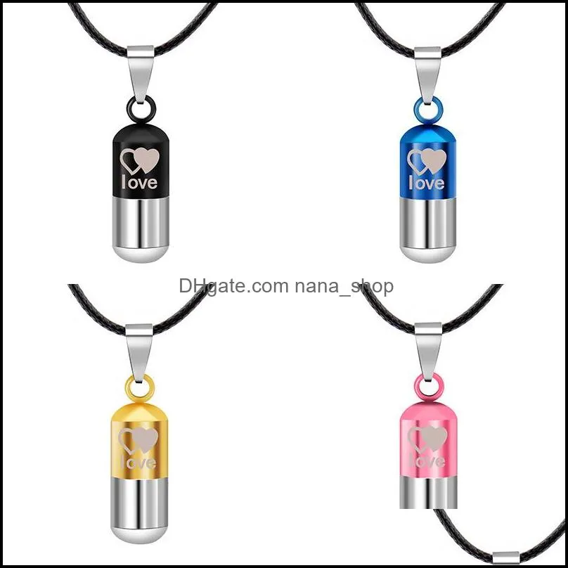 stainless steel urn cremation ashes necklace for women men family heart save love open locket leather chain couple fashion jewelry