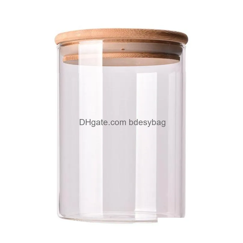 storage bottles jars 1 pc glass jar clear canister with bamboo lid for loose coffee bean sugar1