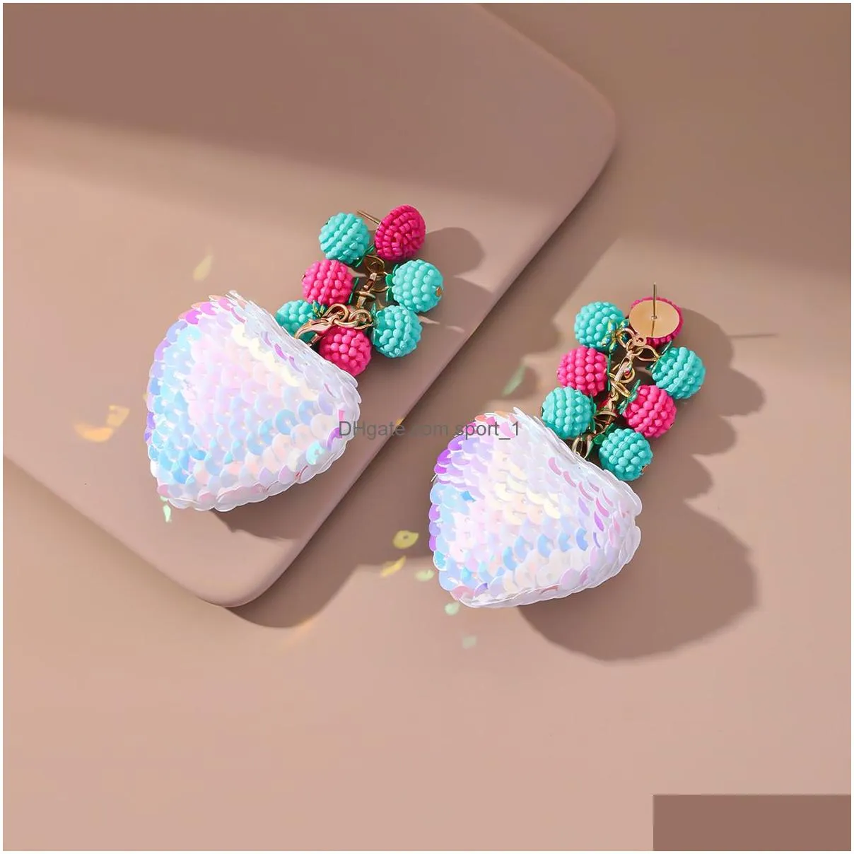 fashion jewelry exaggerated sequins heart flowers dangle earrings for women butterfly charms stud earrings