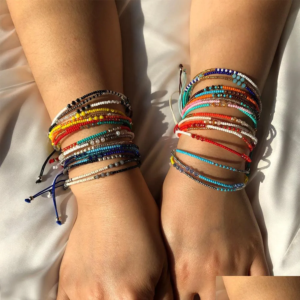 bohemian fashion womens bead bracelet handmade multilayer woven rope beads bracelets