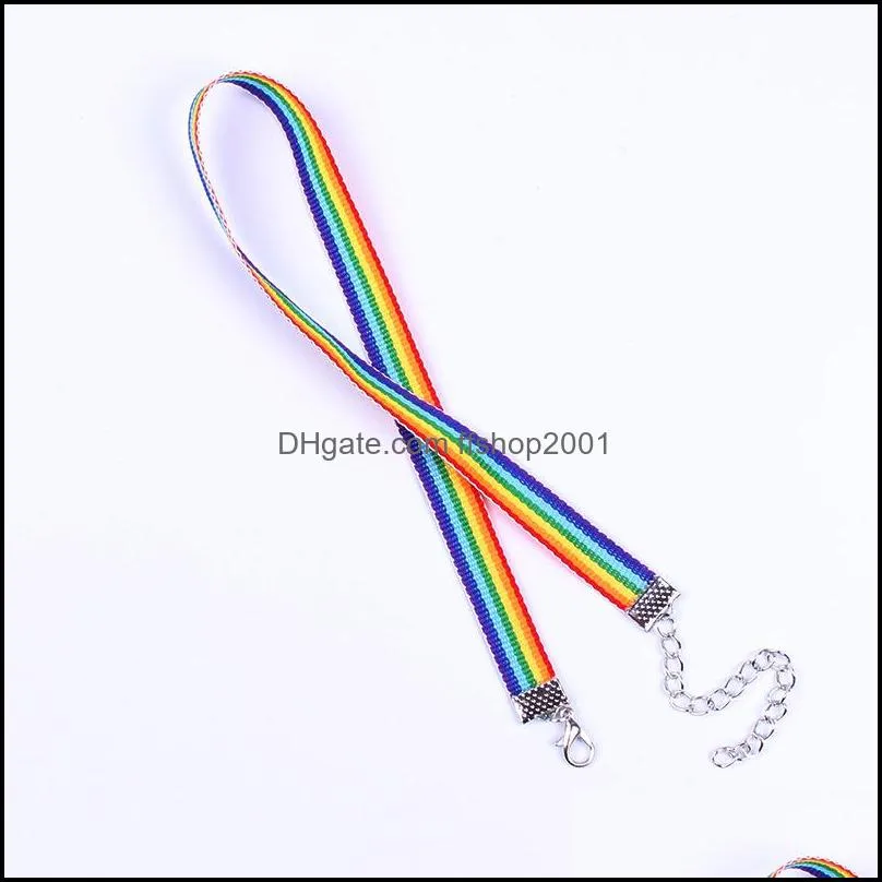 gay pride rainbow choker necklace for men women gay and pride lace chocker ribbon collar with pendant lgbt jewelry