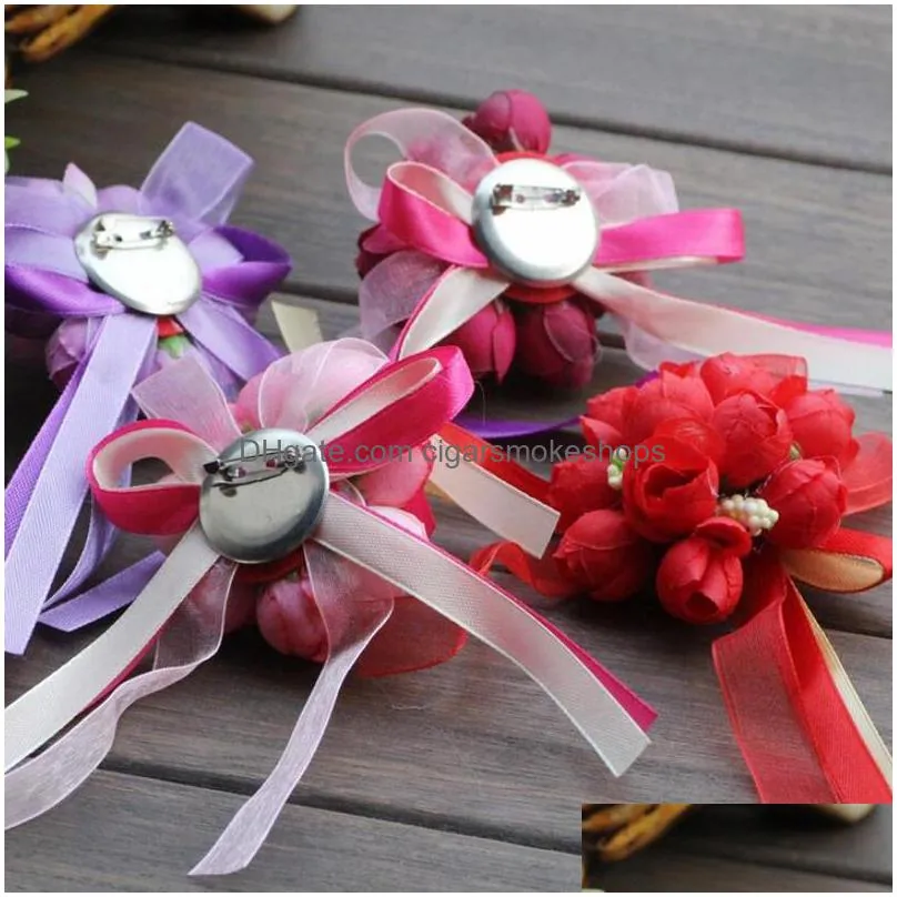 brooch flower for man bridesmaid groom groomsman silk rose flower wedding suit/dress accessories pin decoration