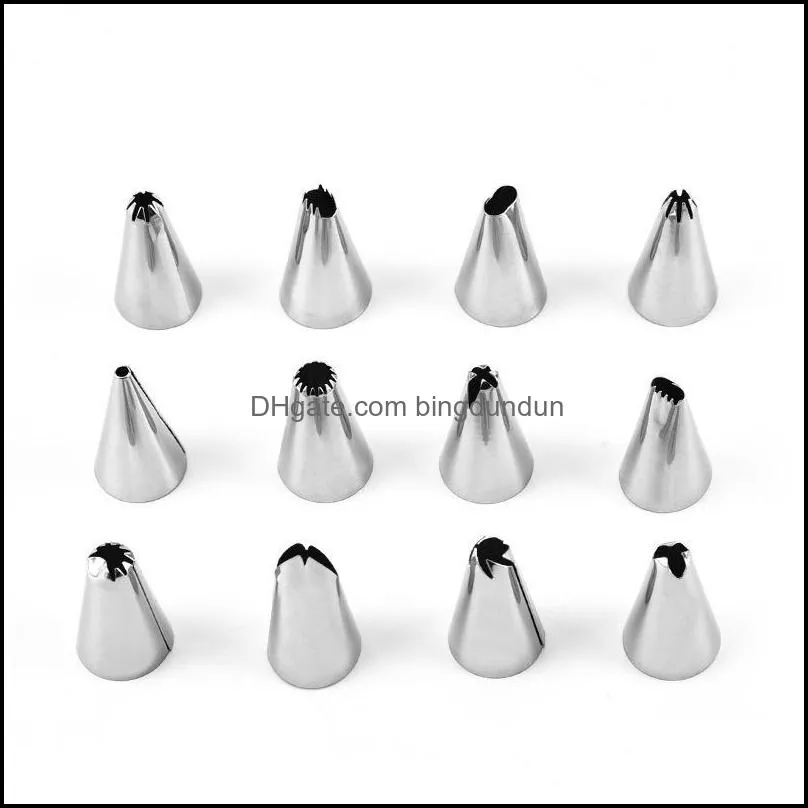 baking pastry tools 15pcs/set big size russian icing piping nozzles stainless steel decorating tip cake cupcake decorator accessories