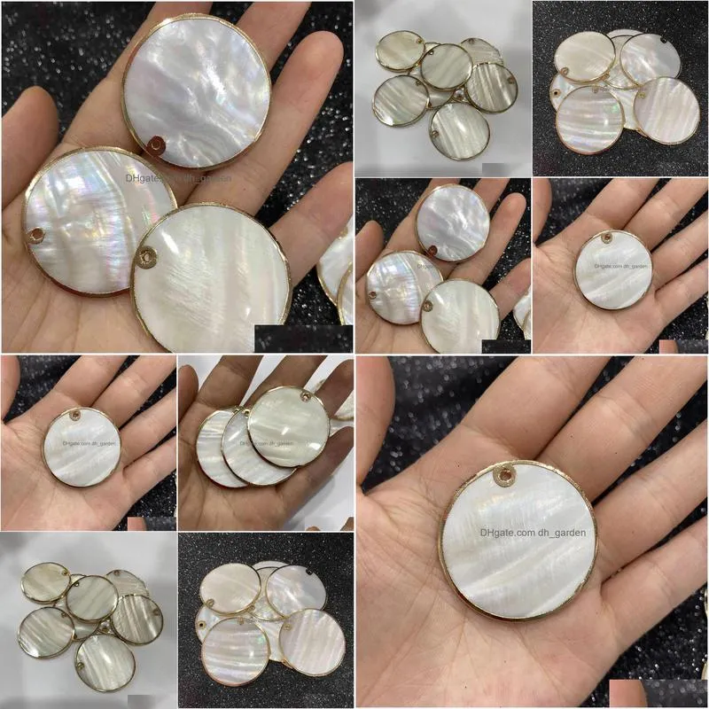 natural shell pendants white round seashell charm slices for jewelry making earrings necklace bracelet accessories craft diy