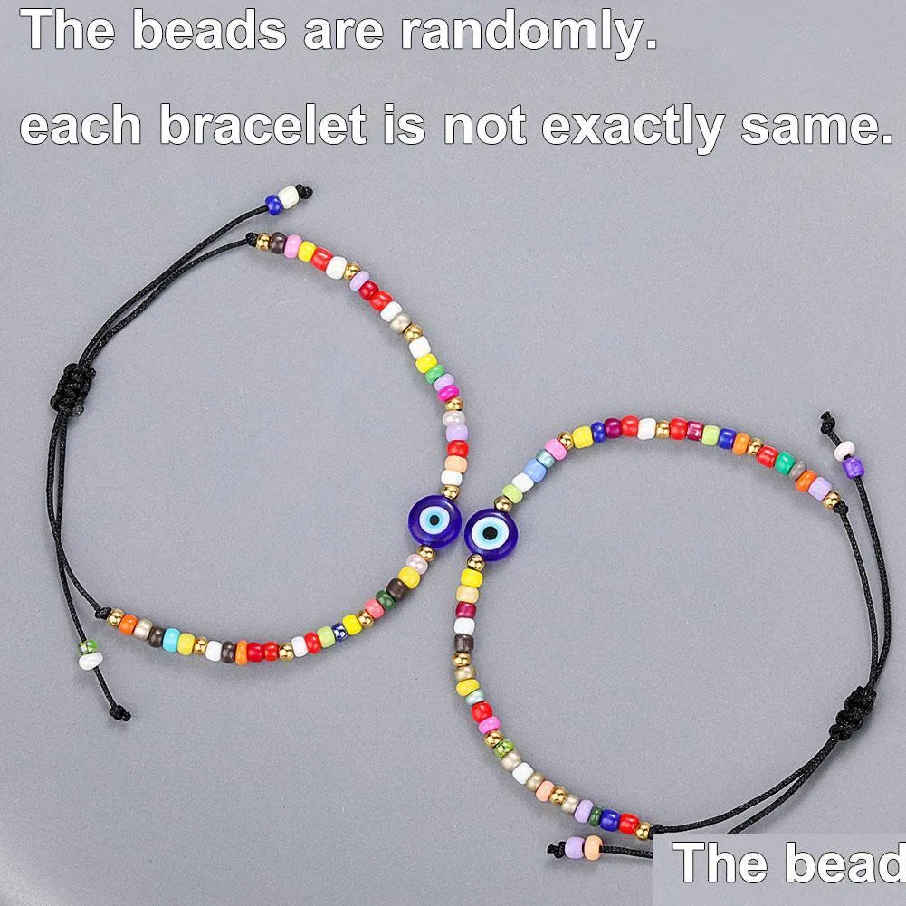  est lucky turkish evil blue eye random beaded chain bracelet handmade cute accessaries protection rope bracelets for women friendship gift jewelry