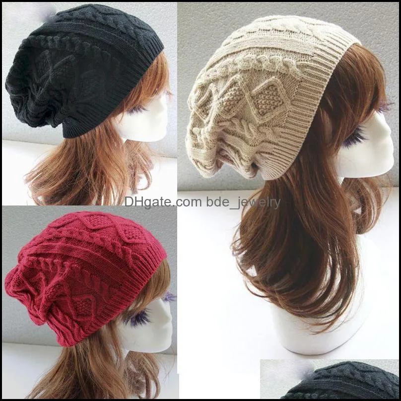 winter baggy slouchy beanie hat wool knitted warm cap for men women hip hop casual fashion pullover caps