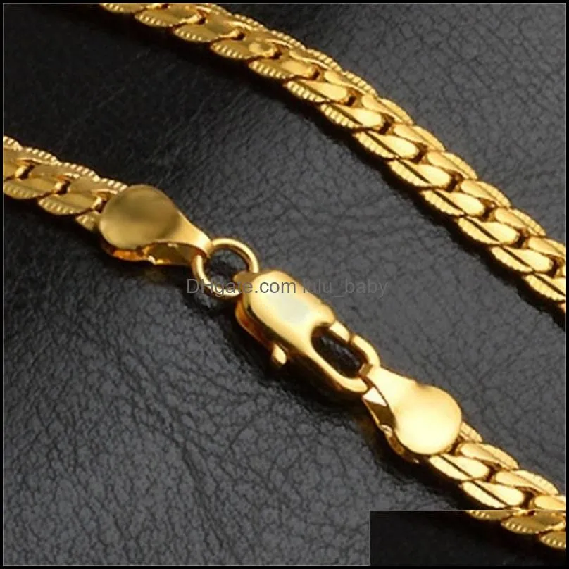 5mm fashion luxury mens womens jewelry 18k gold plated chain necklace hip hop  chains necklaces gifts wholesales accessories 710