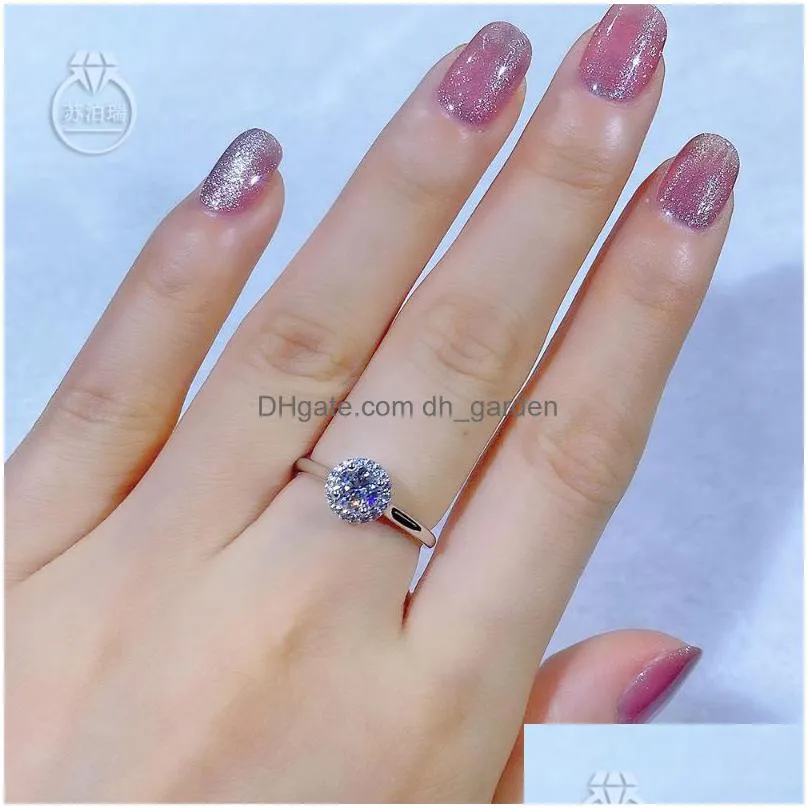 cluster rings on sale round cut real moissanite ring size 5mm 0.5ct resizable adjustable for women girls friend gift birthday present