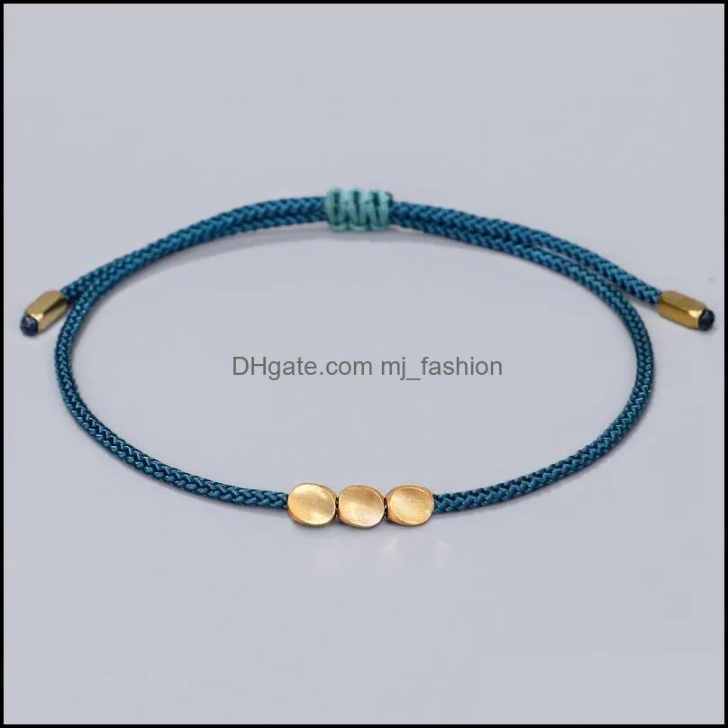 bohemian copper beads bracelets adjustable colorful rope bangle handmade friendship woven bracelet for women men jewelry q532fz