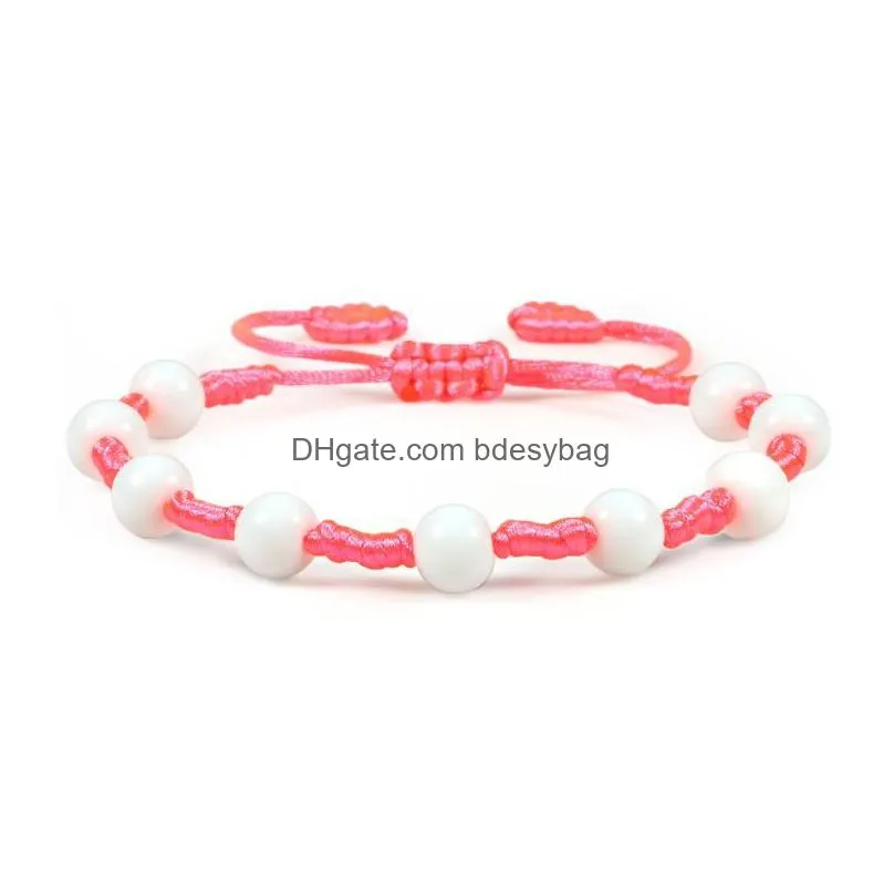 strand wholesale natural white porcelain stone handmade adjustable stretch braided bangles women diy jewelry gift 8mm