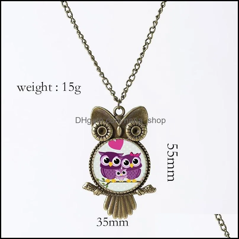  fashion jewelry cute owl pendant necklace retro cartoon pendant necklace sweater chain for women jewellery accessories factory