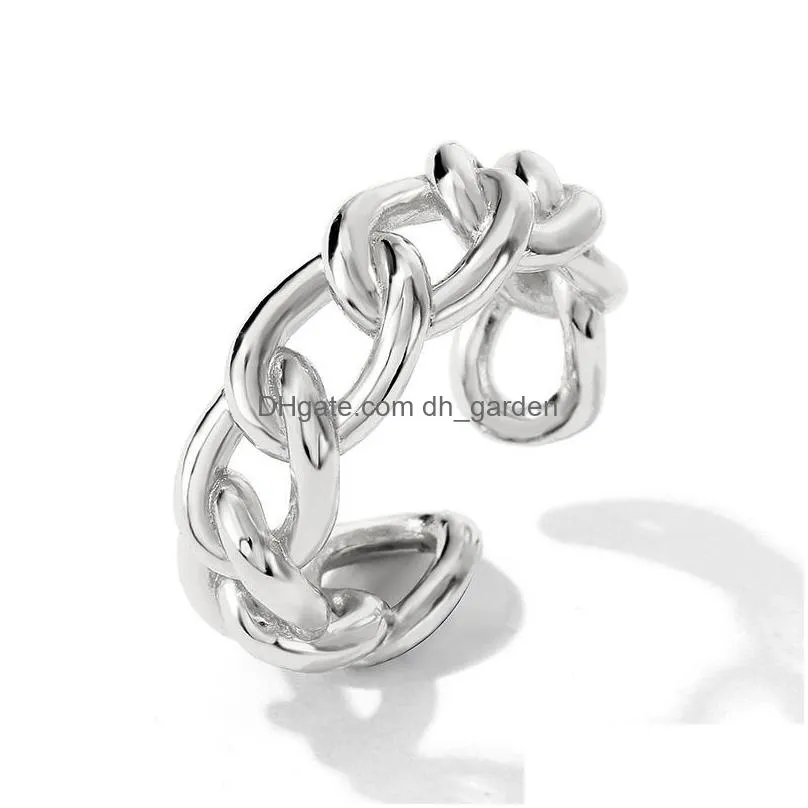 cluster rings punki gold silver color chunky link twisted geometric chain ring for women vintage open adjustable 2021 trendy